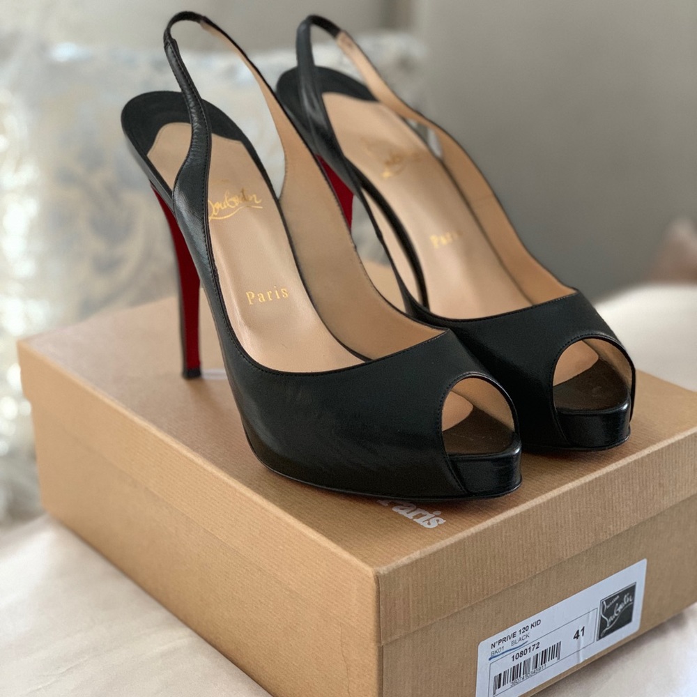 Christian Louboutin slingback pump. Size 41/Style Prive 120 kid/ heel 5”
